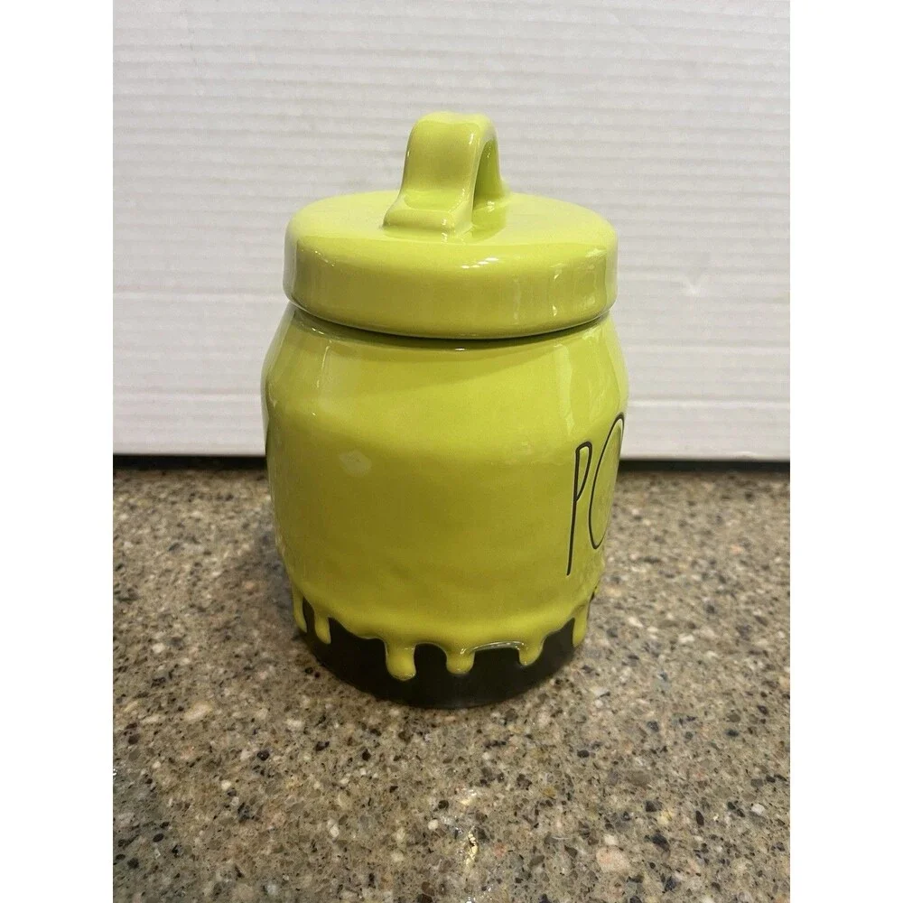 Rae Dunn Halloween 'Poison' Wicked Green Drip -Canister